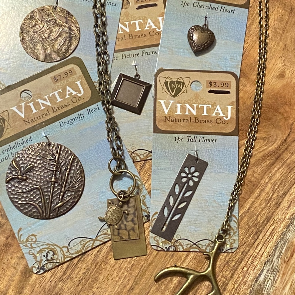 Vintaj Brass findings & necklace lot